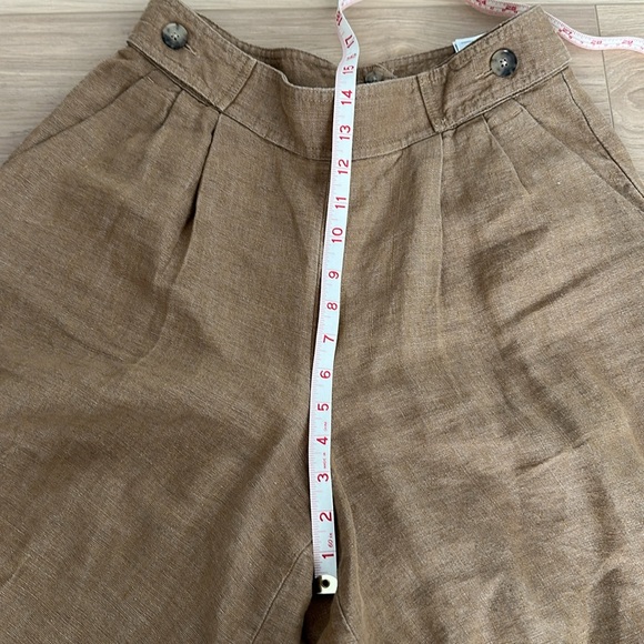 Banana Republic Size 6 Petite tan linen wide leg culotte pants - Picture 4 of 9